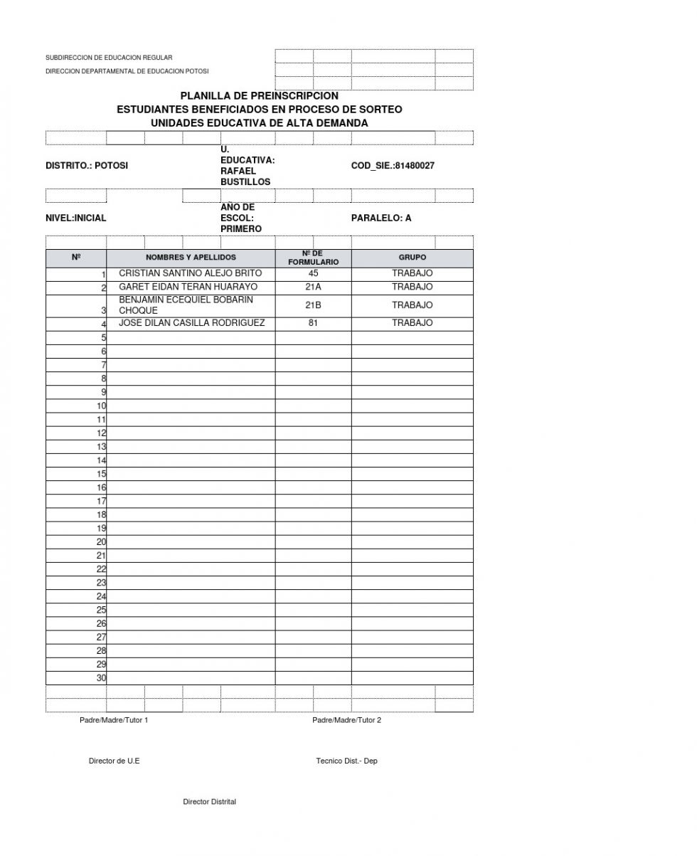 Listas tras el sorteo de cupos ayer. DIRECCIÓN DISTRITAL DE EDUCACIÓN