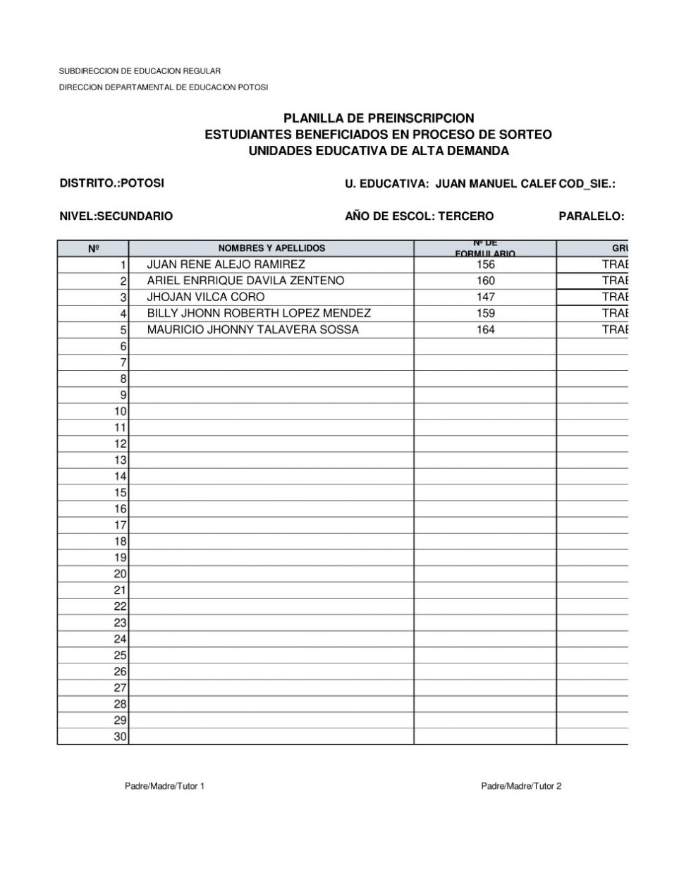Listas tras el sorteo de cupos ayer. DIRECCIÓN DISTRITAL DE EDUCACIÓN