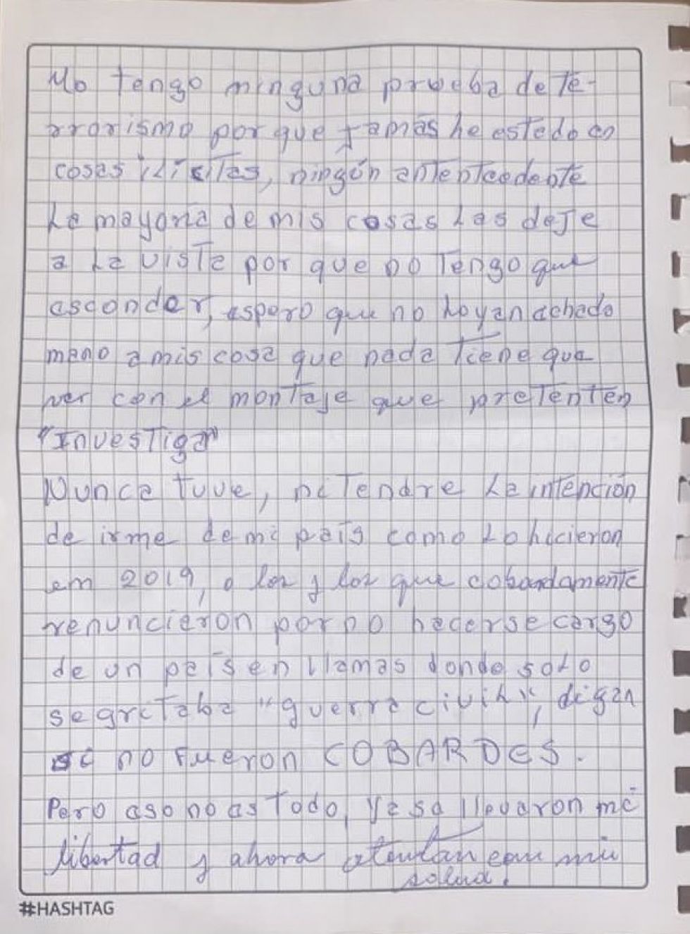 La exmandataria escribió una carta.