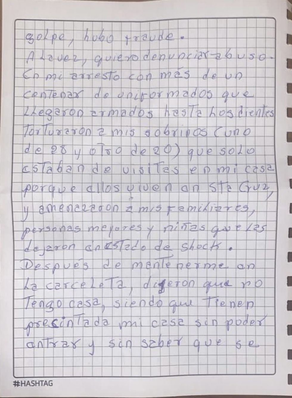 La exmandataria escribió una carta.