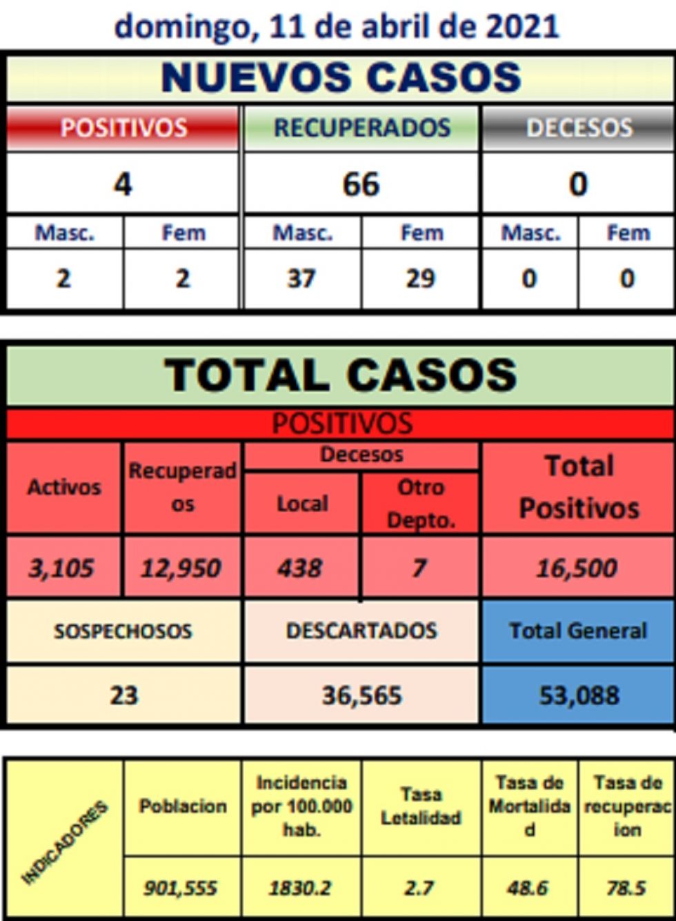 Reporte departamental del Sedes Potosí