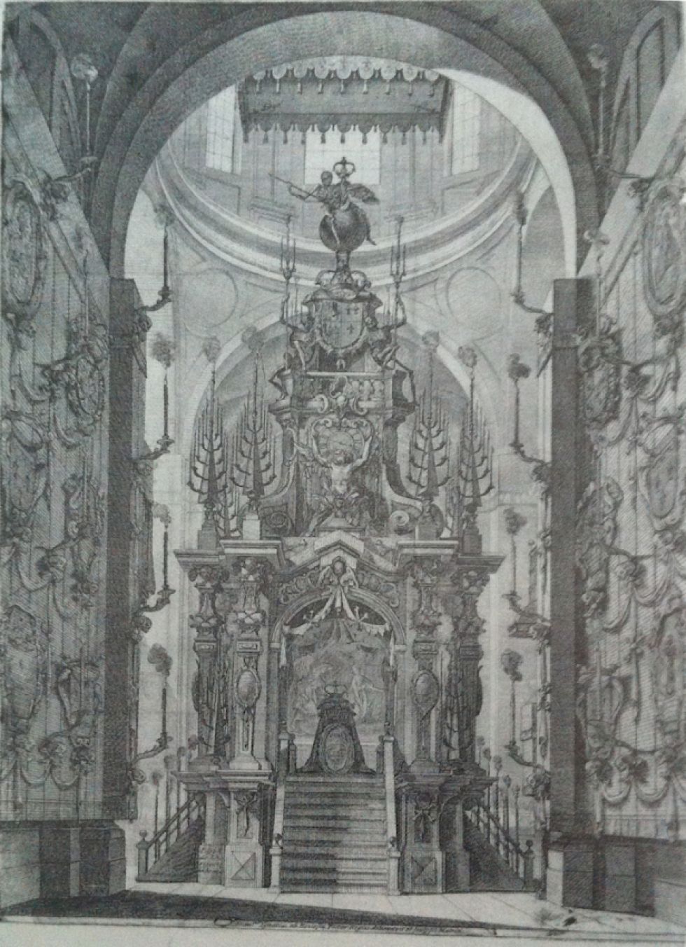 José Benito Churriguera (traza). Catafalco de María Luisa de Orleán en la Encarnación. 1689.