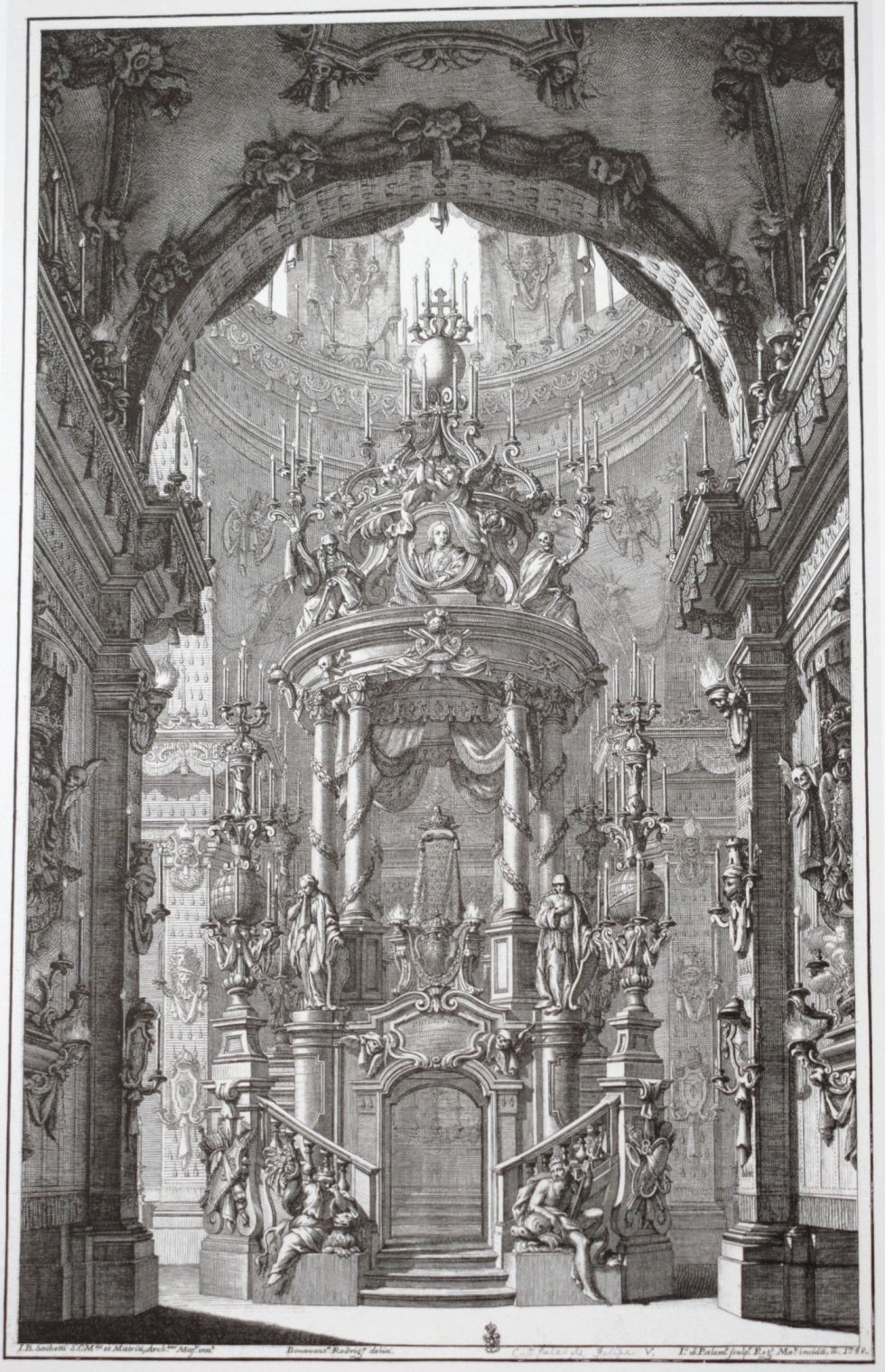 Giovanni Battista Sachetti (traza). Túmulo para Felipe V en la Encarnación. 1747.