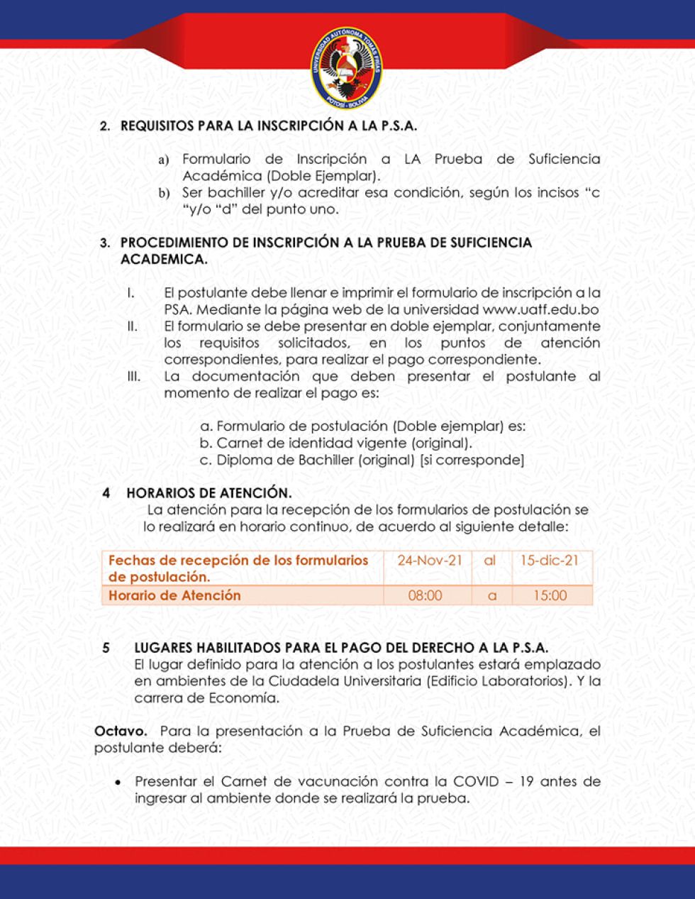 La UATF difundió la convocatoria