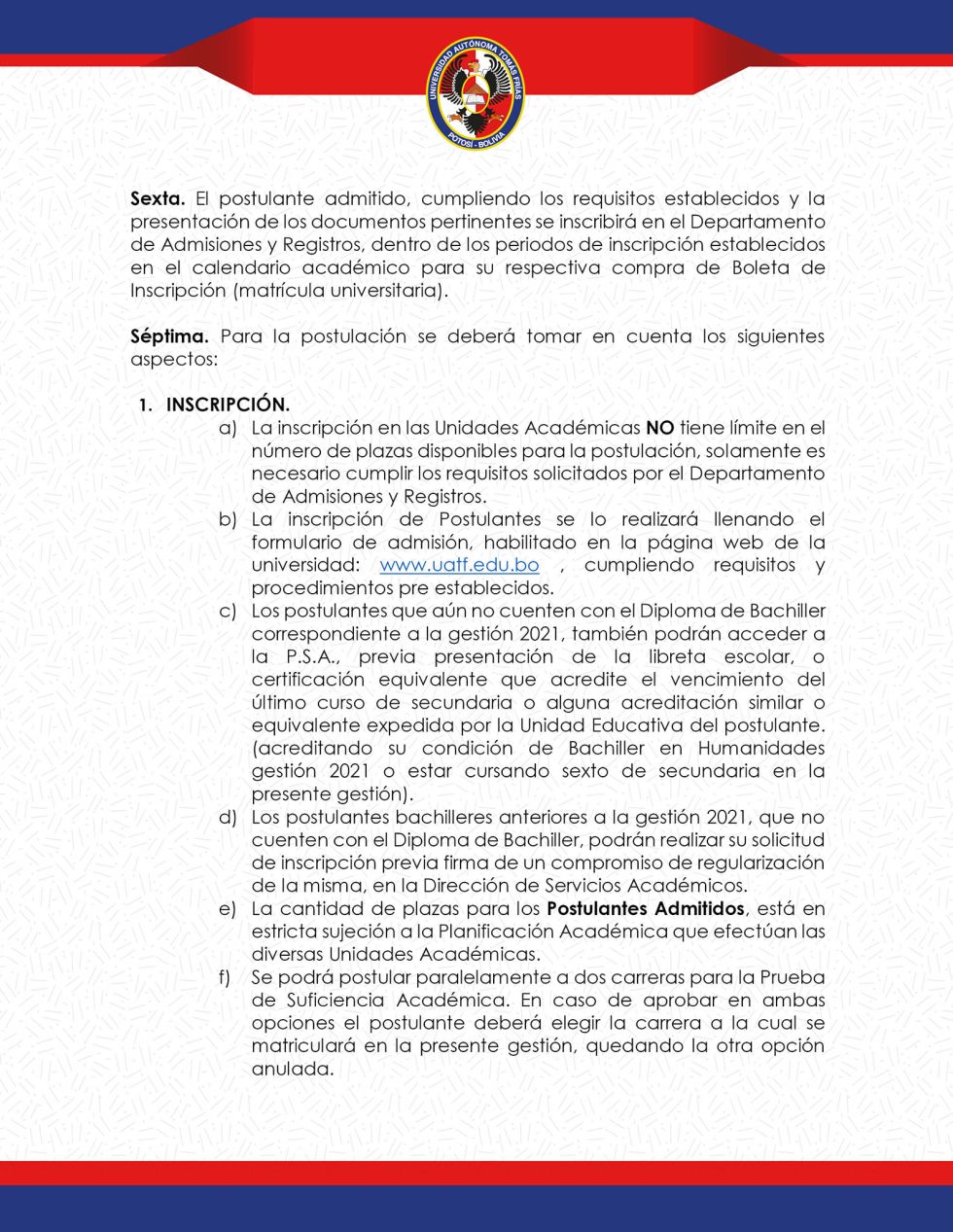 La UATF difundió la convocatoria