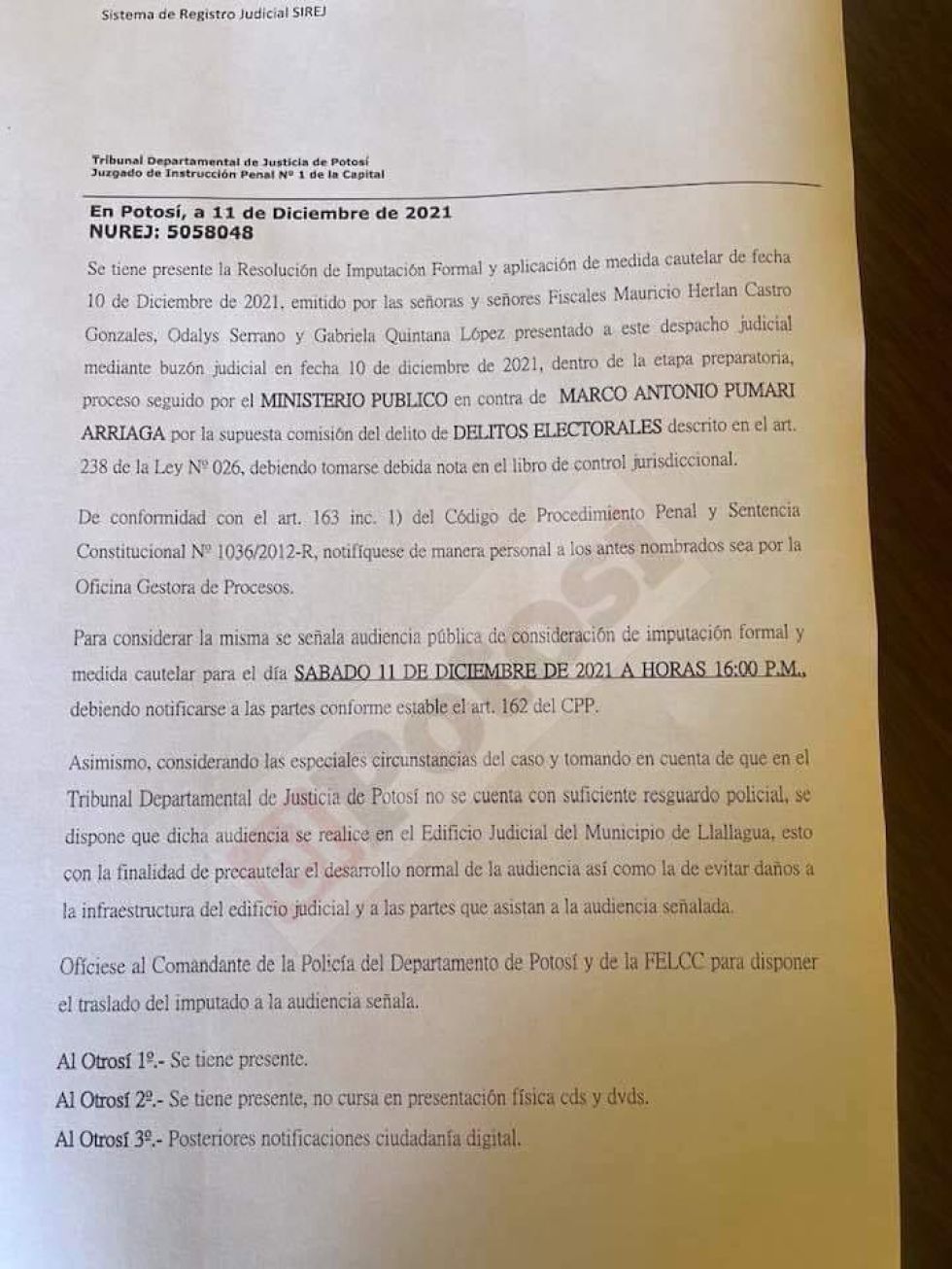 La resolución del juez Barriga.
