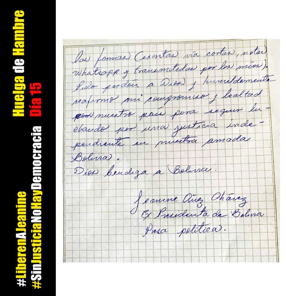 Carta de la exmandataria.