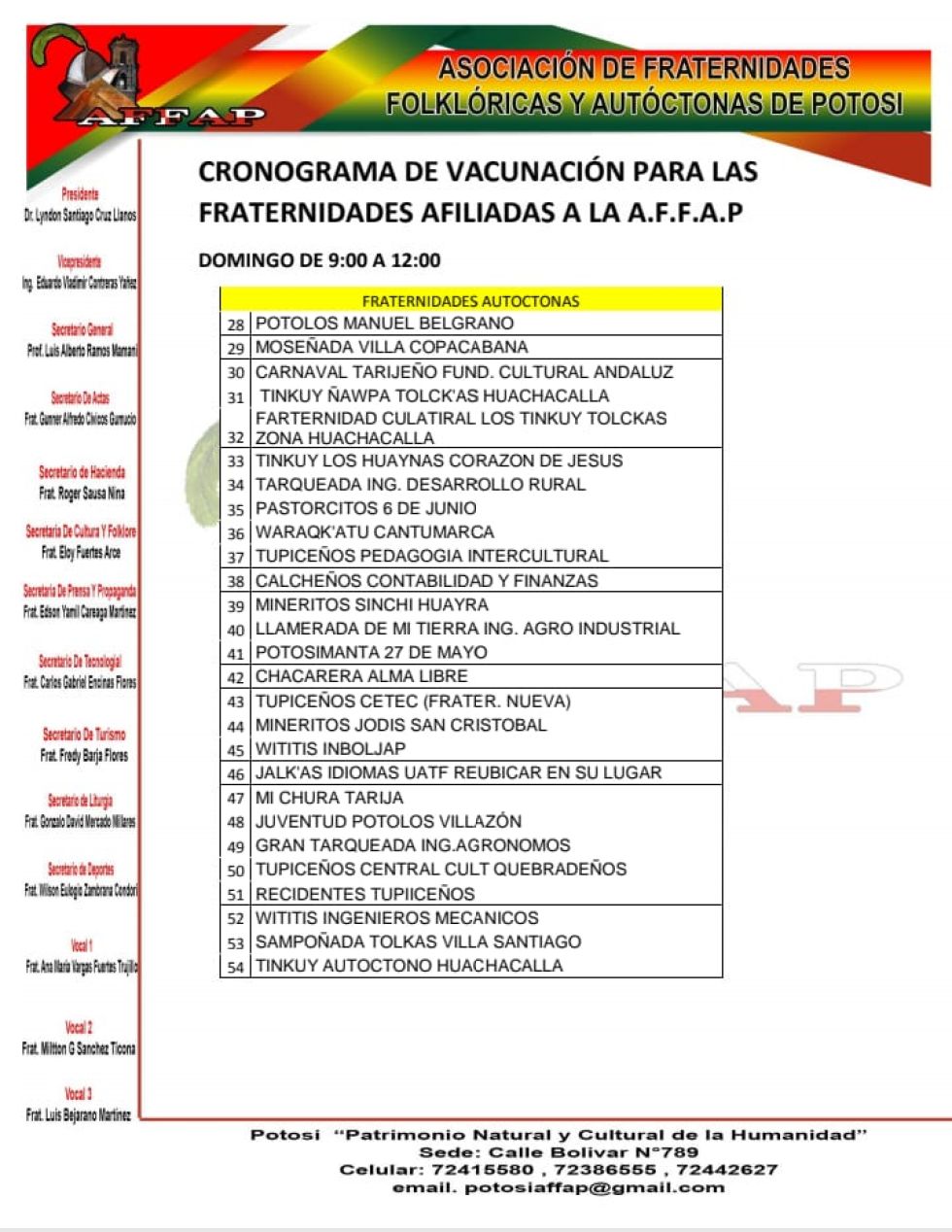 Rol de vacunación.