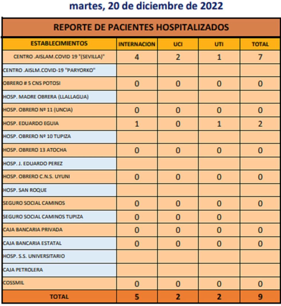 Reporte departamental del Sedes Potosí