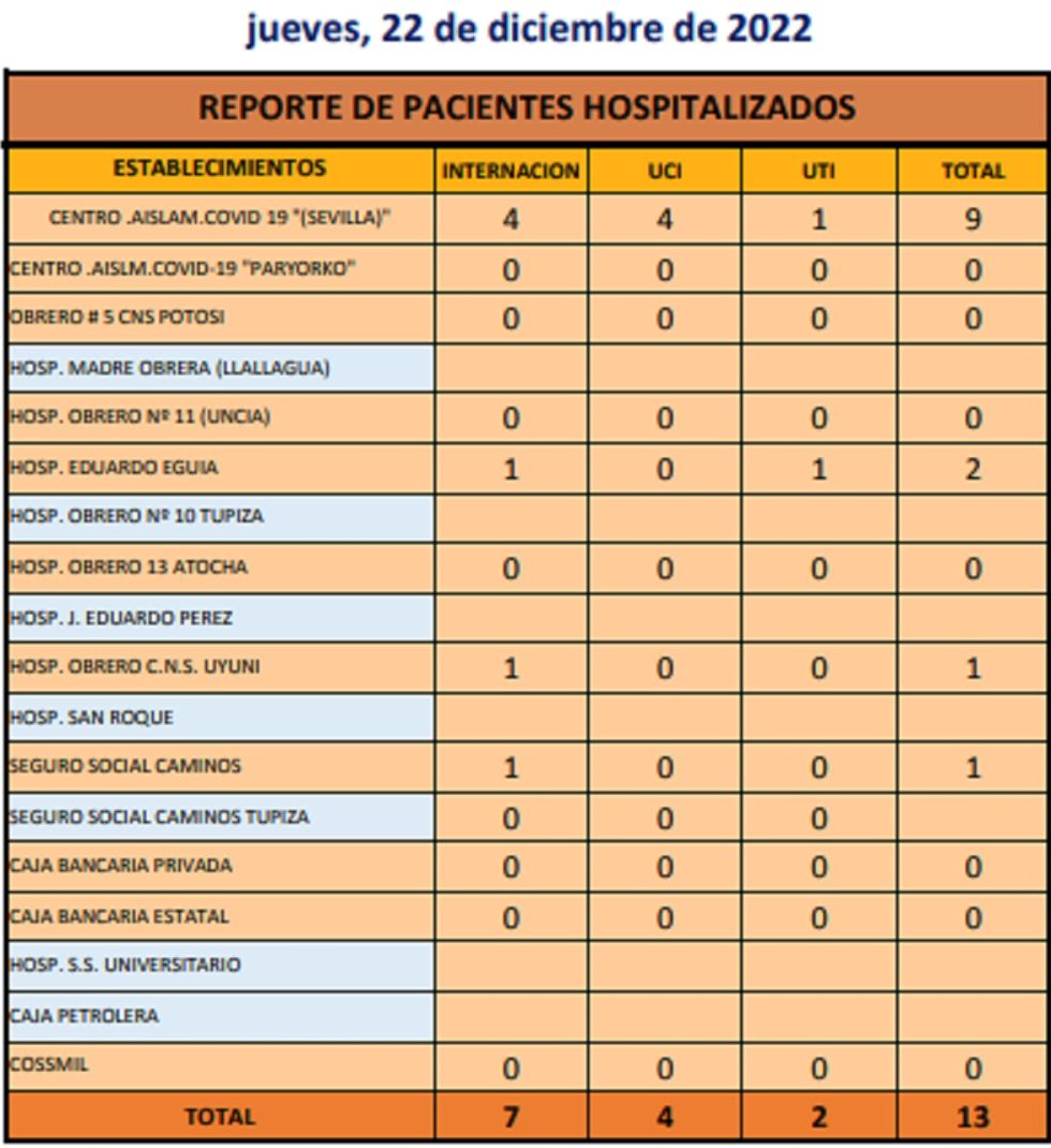 Reporte departamental del Sedes Potosí