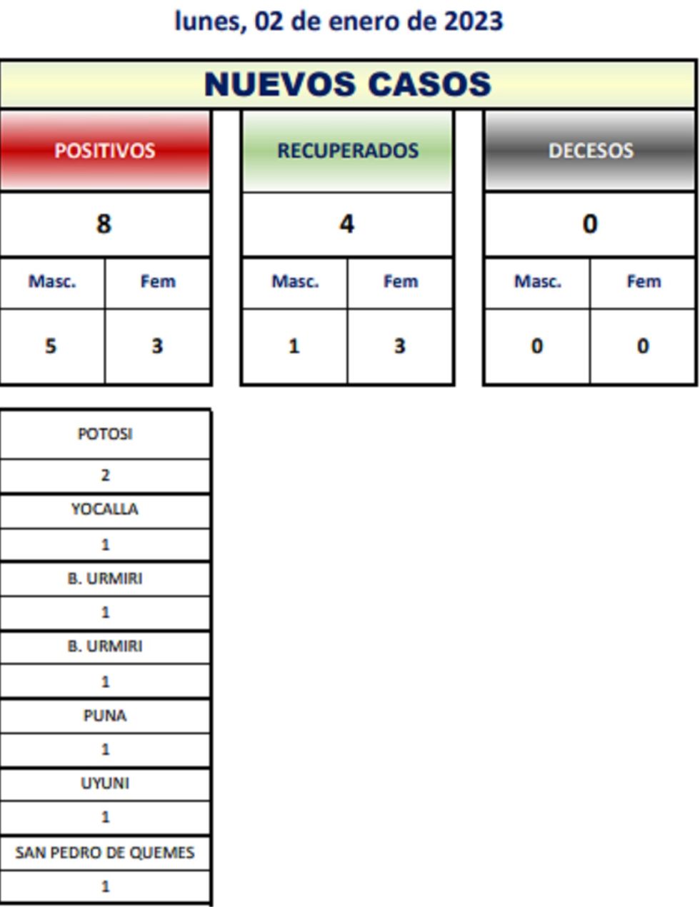 Reporte departamental del Sedes Potosí