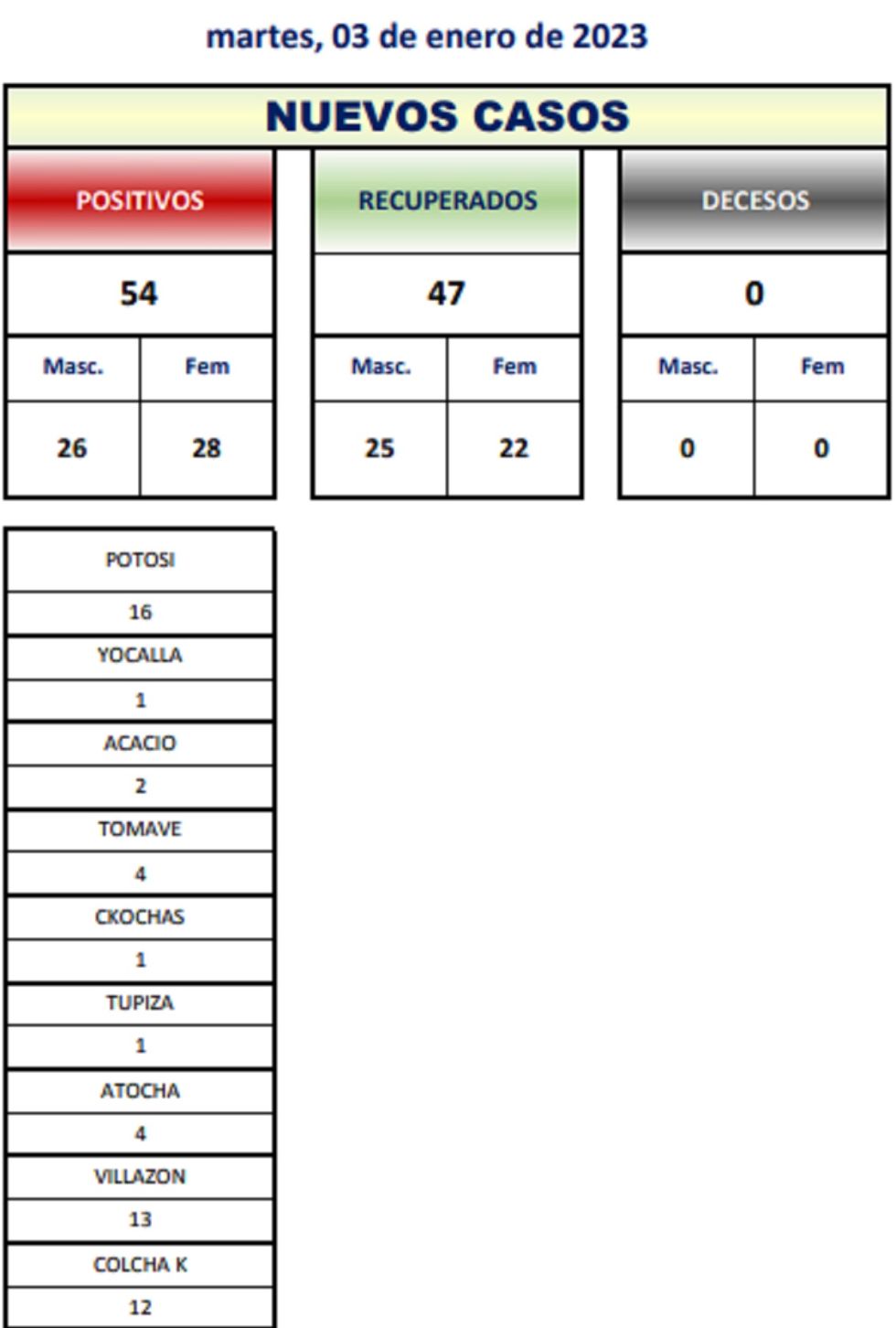 Reporte departamental del Sedes Potosí