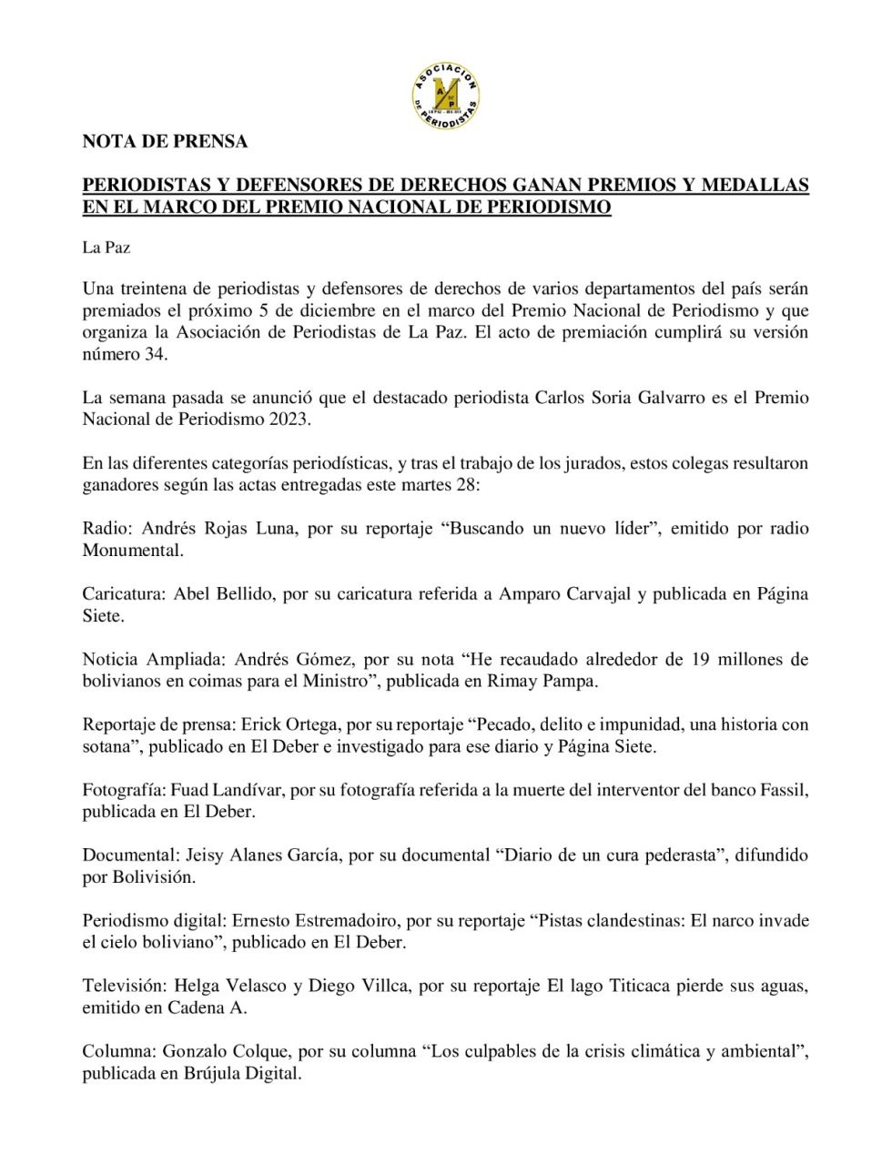 Nota de la ANP