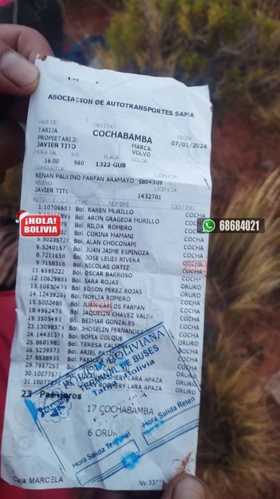 LISTA DE PASAJEROS