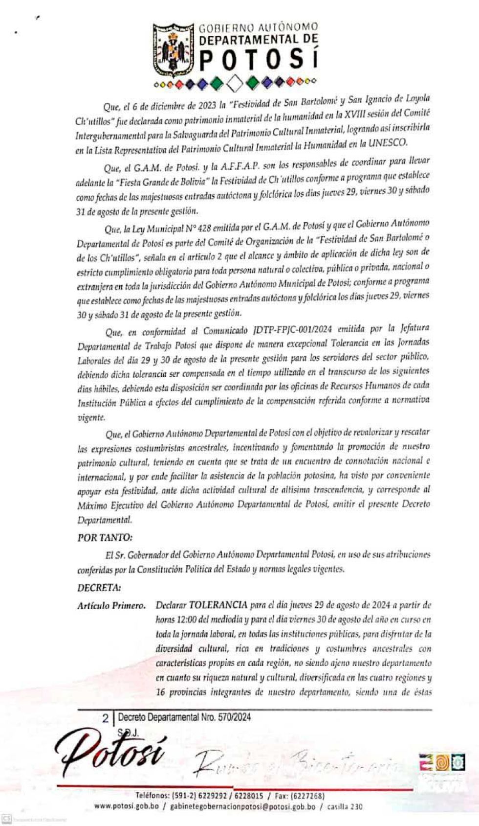 La tolerancia es para el jueves 29 y el viernes 30 de agosto.