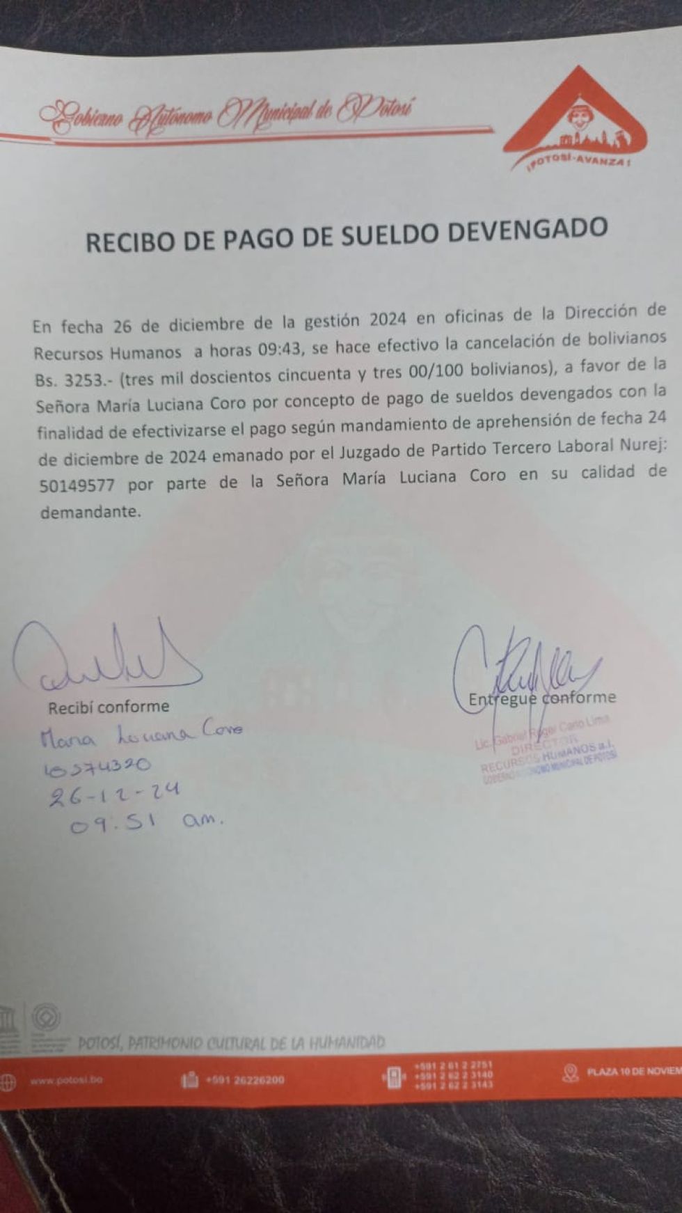 Documento presentado