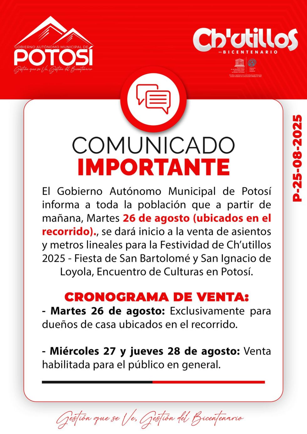 Comunicado de la Alcaldía.