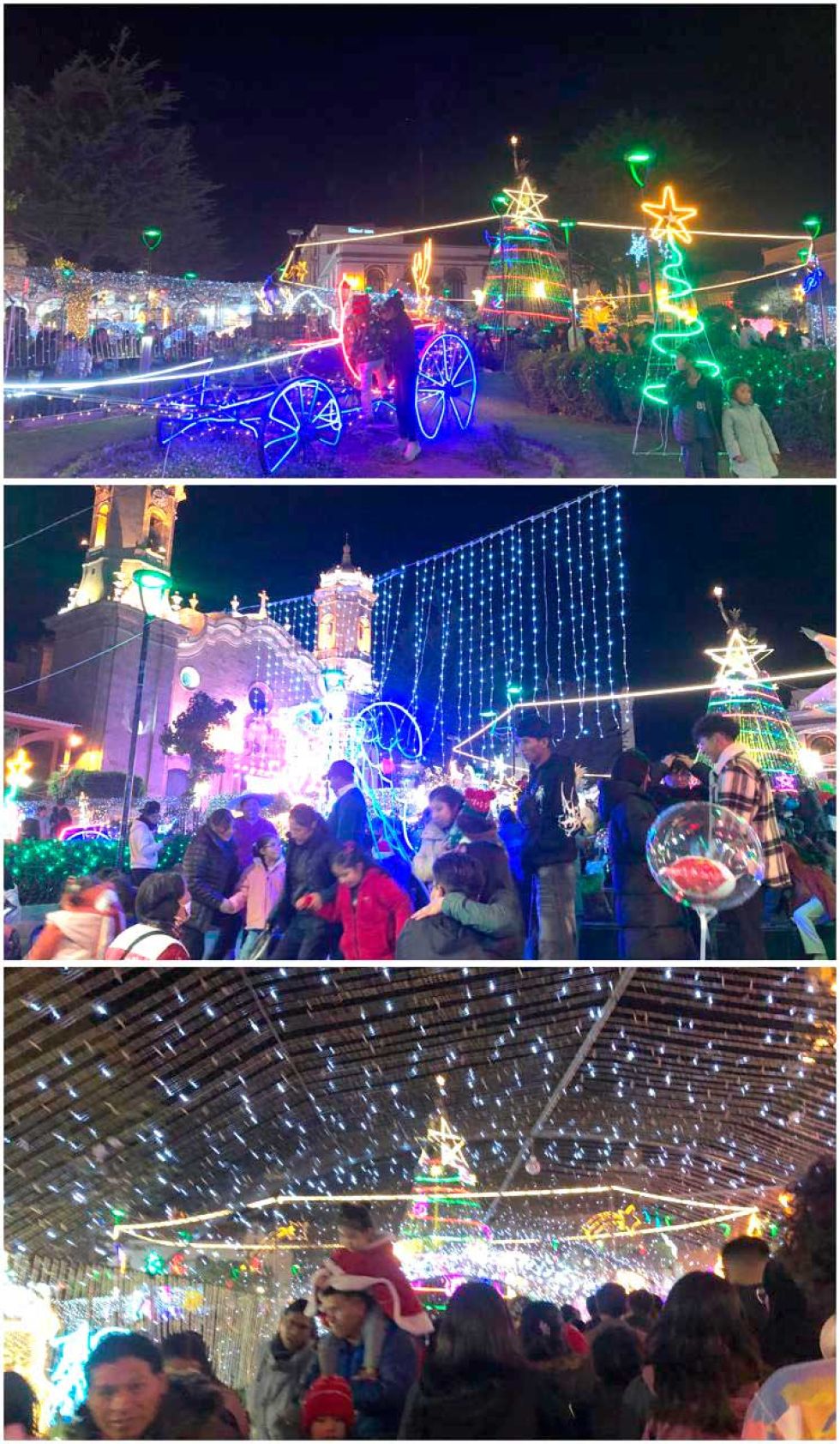 La iluminación de Navidad fue instalada especialmente en la plaza.