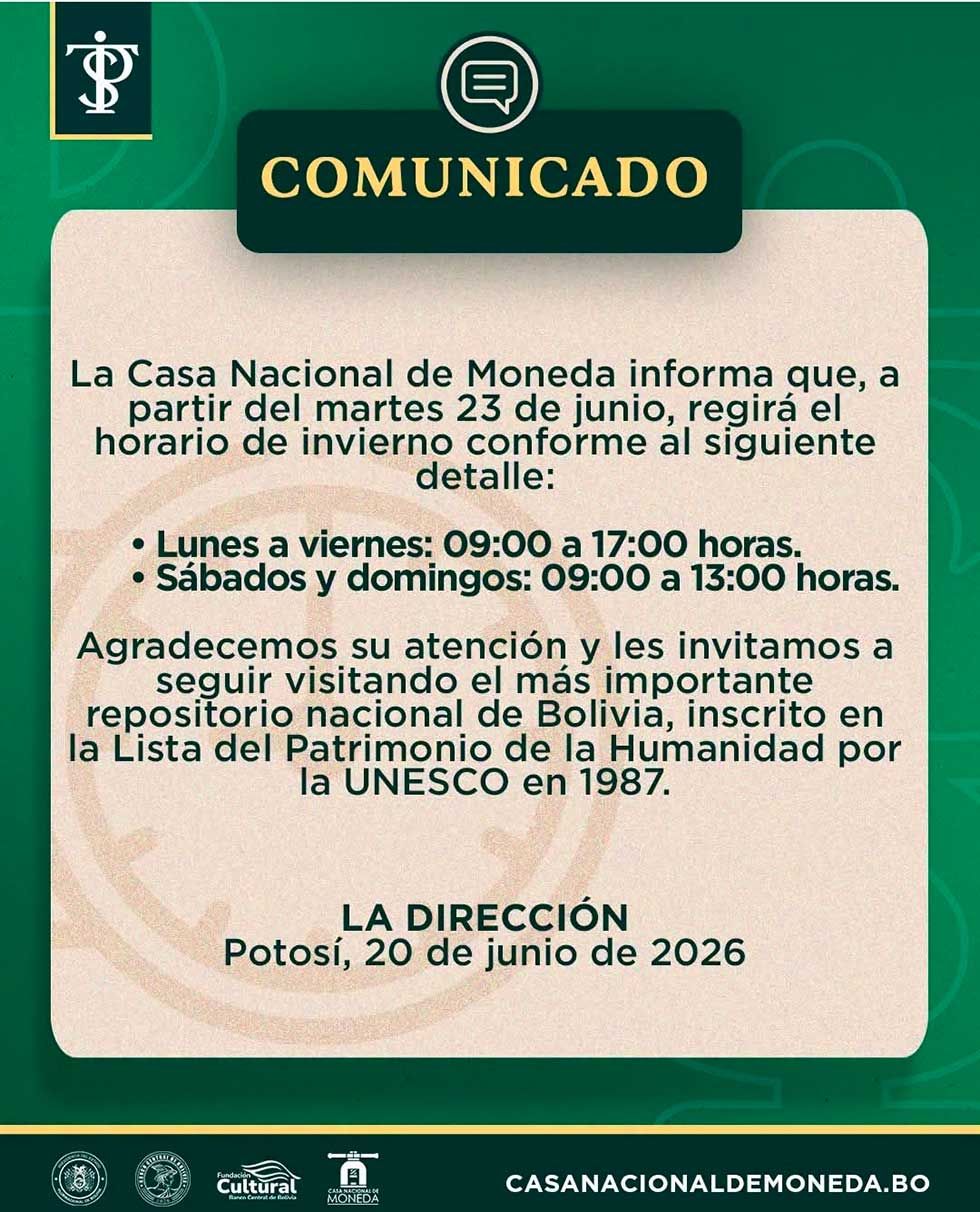 Casa de Moneda aplica horario invernal