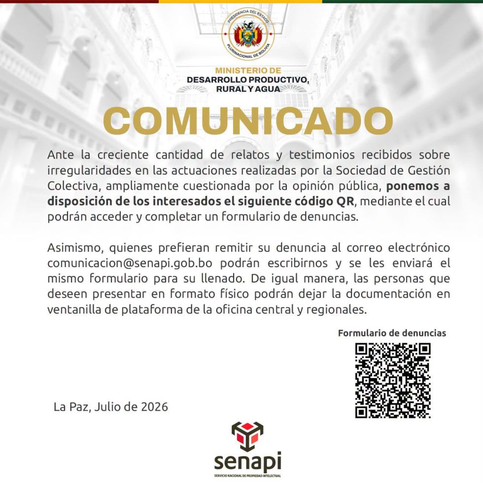 Senapi habilita un código QR para denunciar irregularidades en la Sociedad de Gestión Colectiva