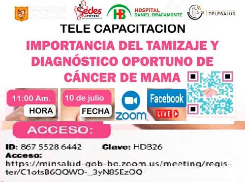 Capacitarán vía virtual sobre el cáncer de Mama
