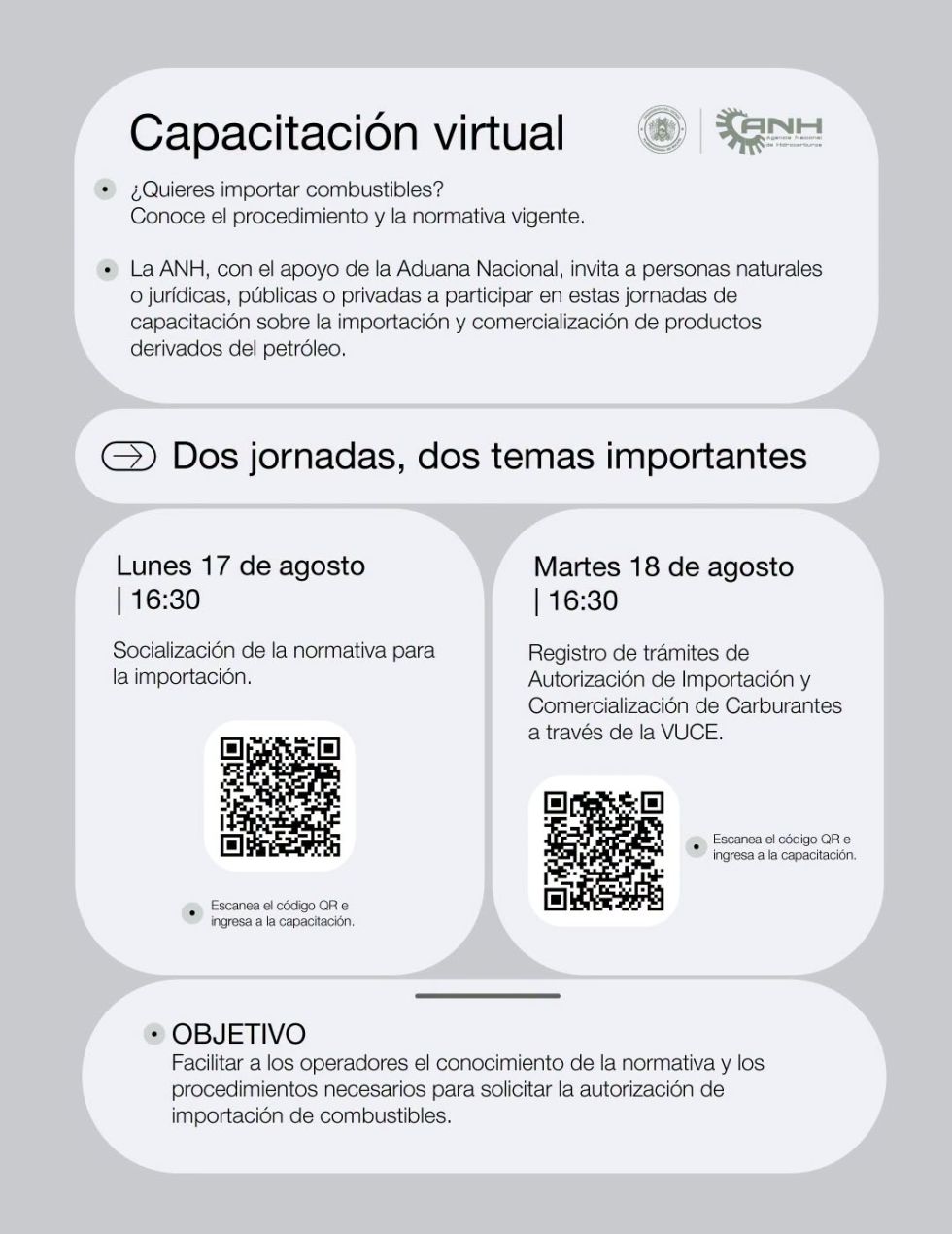 ANH abre capacitación virtual sobre importación y comercialización 