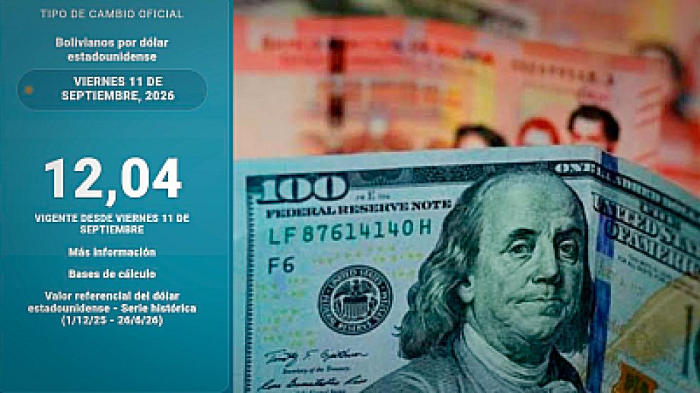 Tipo de cambio oficial cae 38 centavos y se sitúa en Bs 12,04