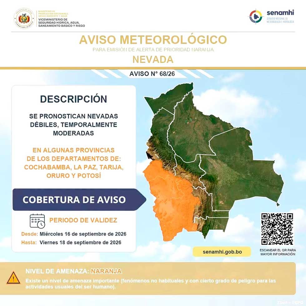 La nevada vuelve a acechar a las 16 provincias de Potosí